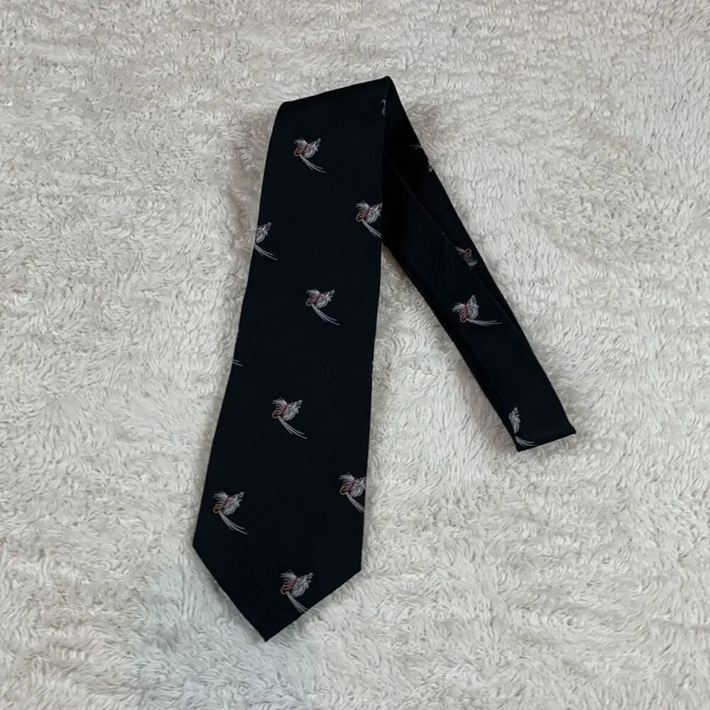 Vintage lot of‎ 2 Harleys Shorewood fly fishing necktie geometric red black tie